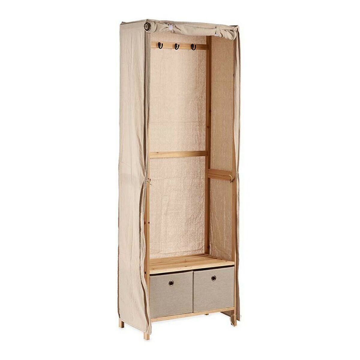 Appendiabiti Kipit Beige Legno Stoffa 31,5 x 58 x 168 cm 58 x 168 x 31,5 cm