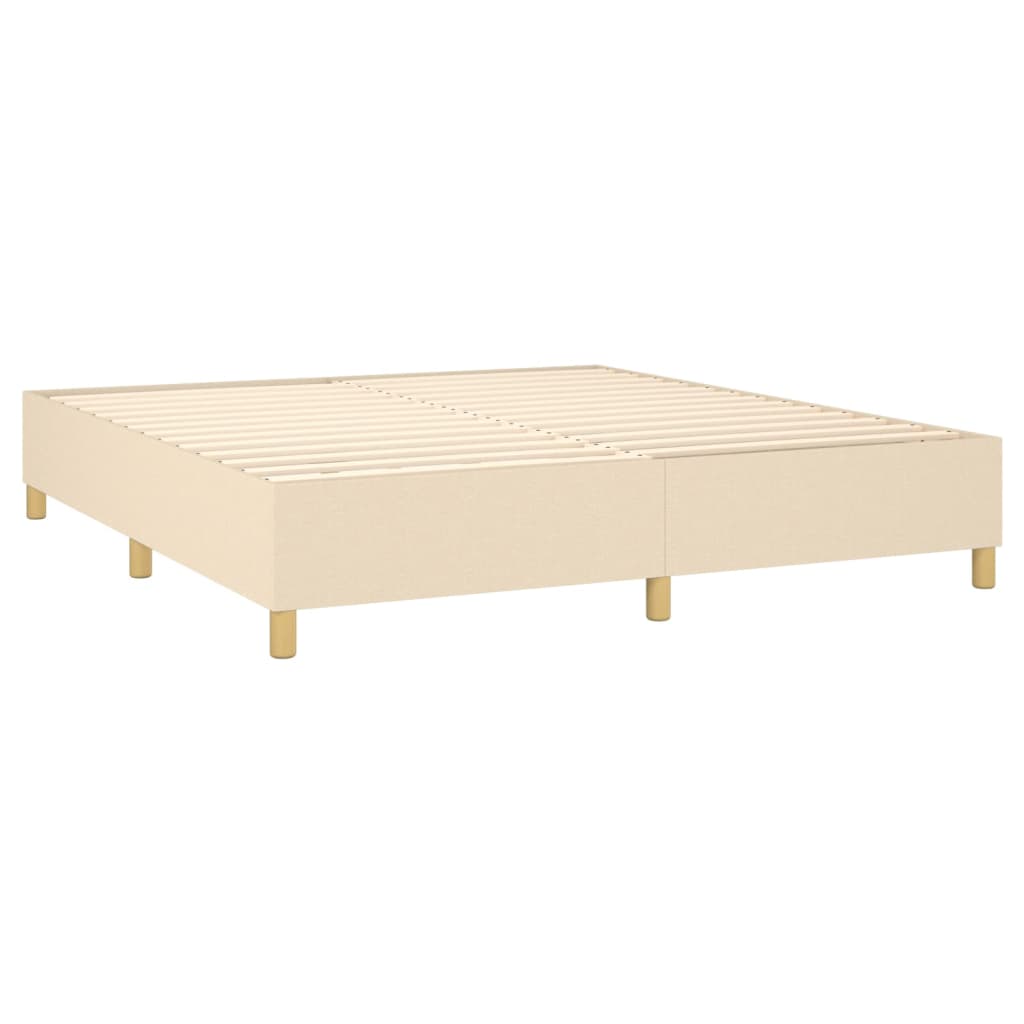 vidaXL Boxspringbett mit Matratze Creme 180x200 cm Stoff - Image 4