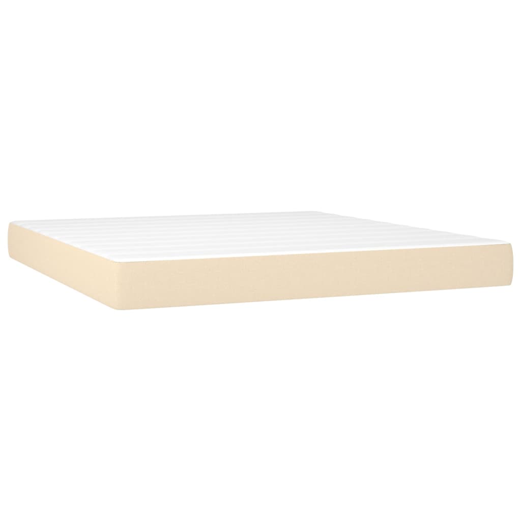 vidaXL Boxspringbett mit Matratze Creme 180x200 cm Stoff - Image 6