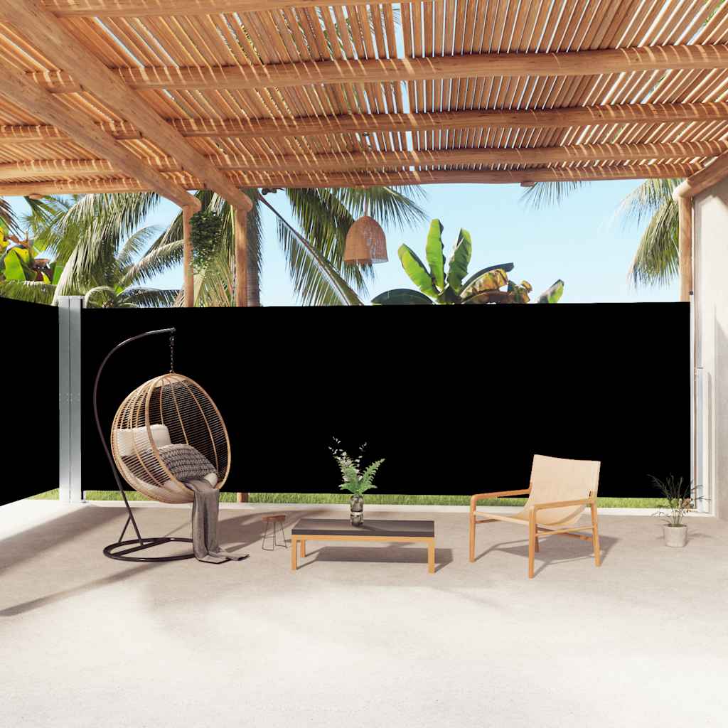 vidaXL Seitenmarkise Ausziehbar Schwarz 200x1000 cm