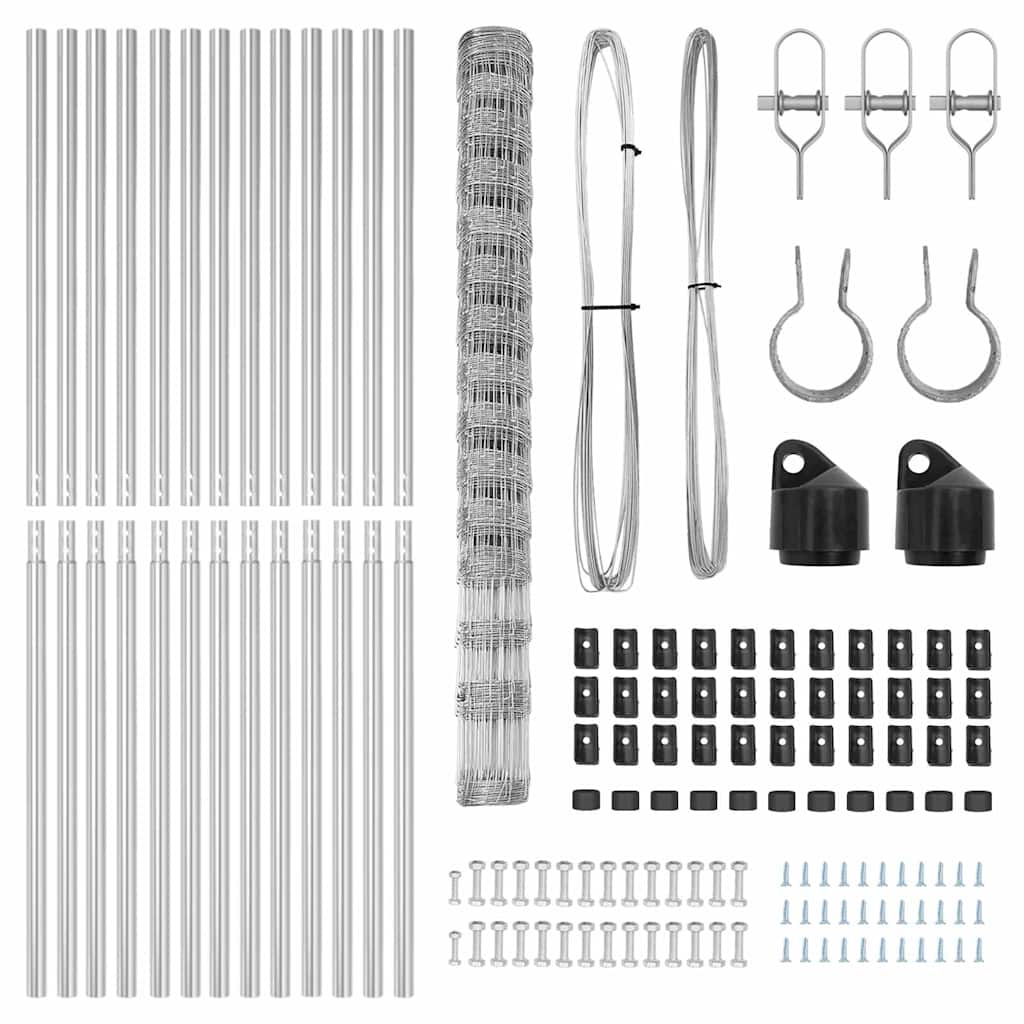 vidaXL Wildzaun Silber 25 x 1,6 m Verzinkter Stahl - Image 5