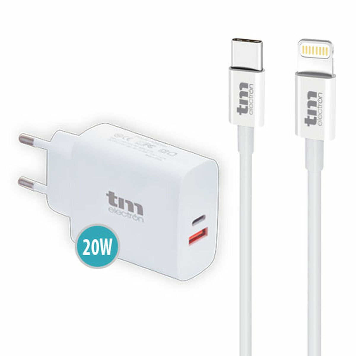 Caricabatterie da Parete TM Electron 20 W Lightning/USB-C (1 Unità)