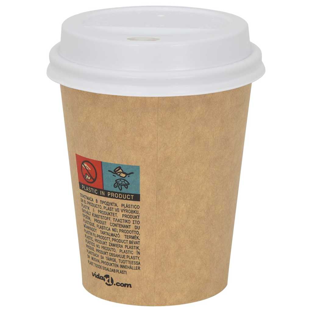 vidaXL Couvercles de tasses à café en papier Ø80 mm 8oz 1000 pcs blanc