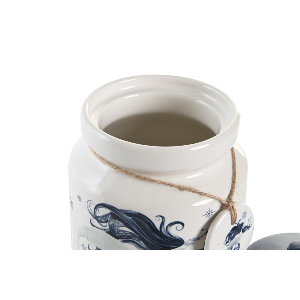 Barattolo DKD Home Decor 12 x 12 x 16 cm Azzurro Bianco Dolomite (3 Unità) - Image 3