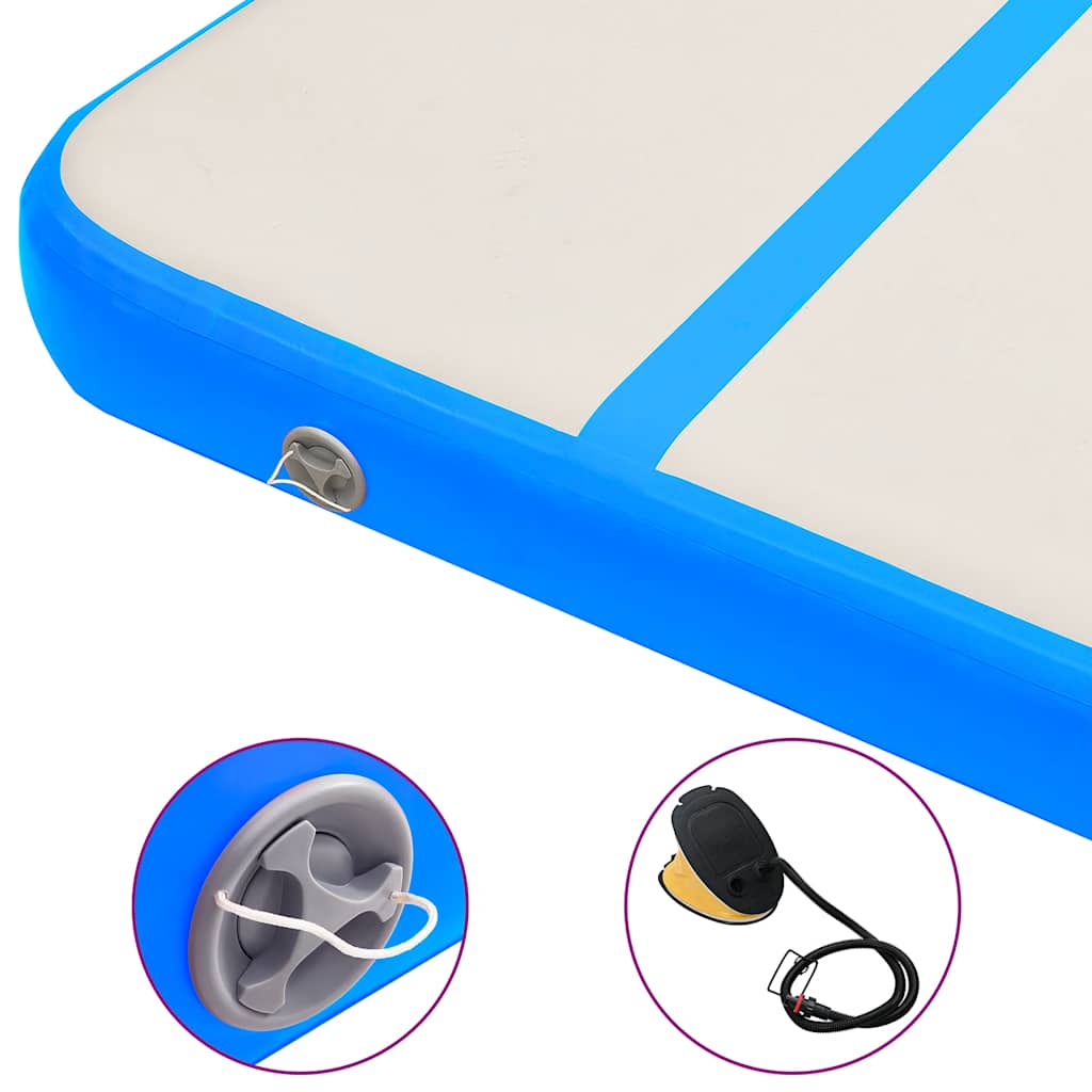 vidaXL Aufblasbare Gymnastikmatte mit Pumpe 400x100x15 cm PVC Blau - Image 6