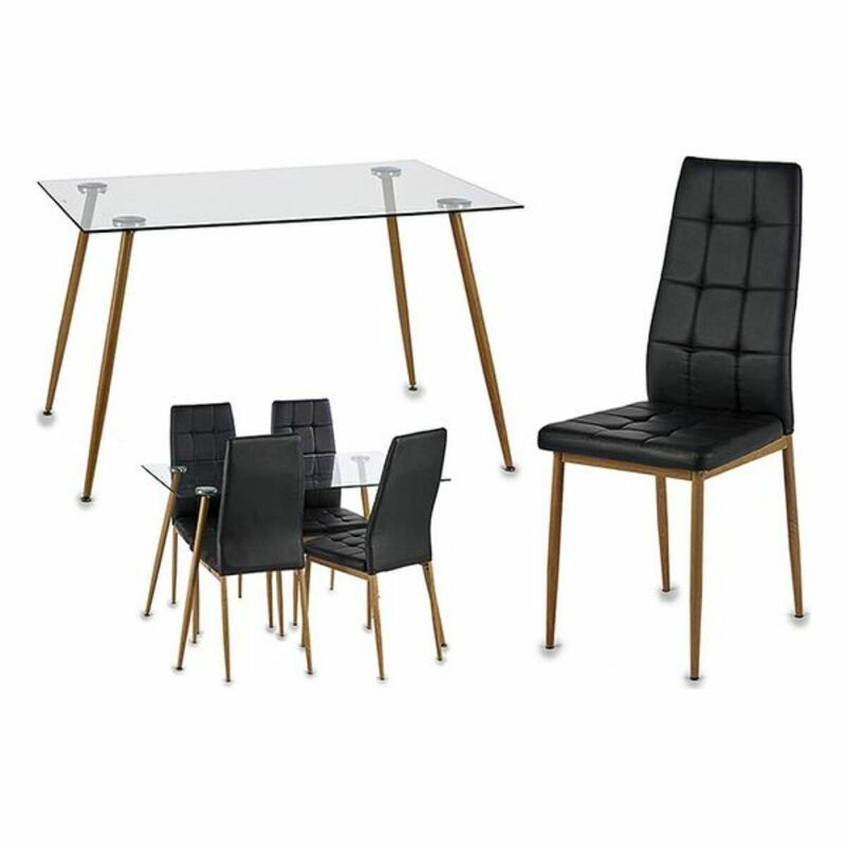 Tavolo con 4 sedie Gift Decor Marrone Nero Trasparente