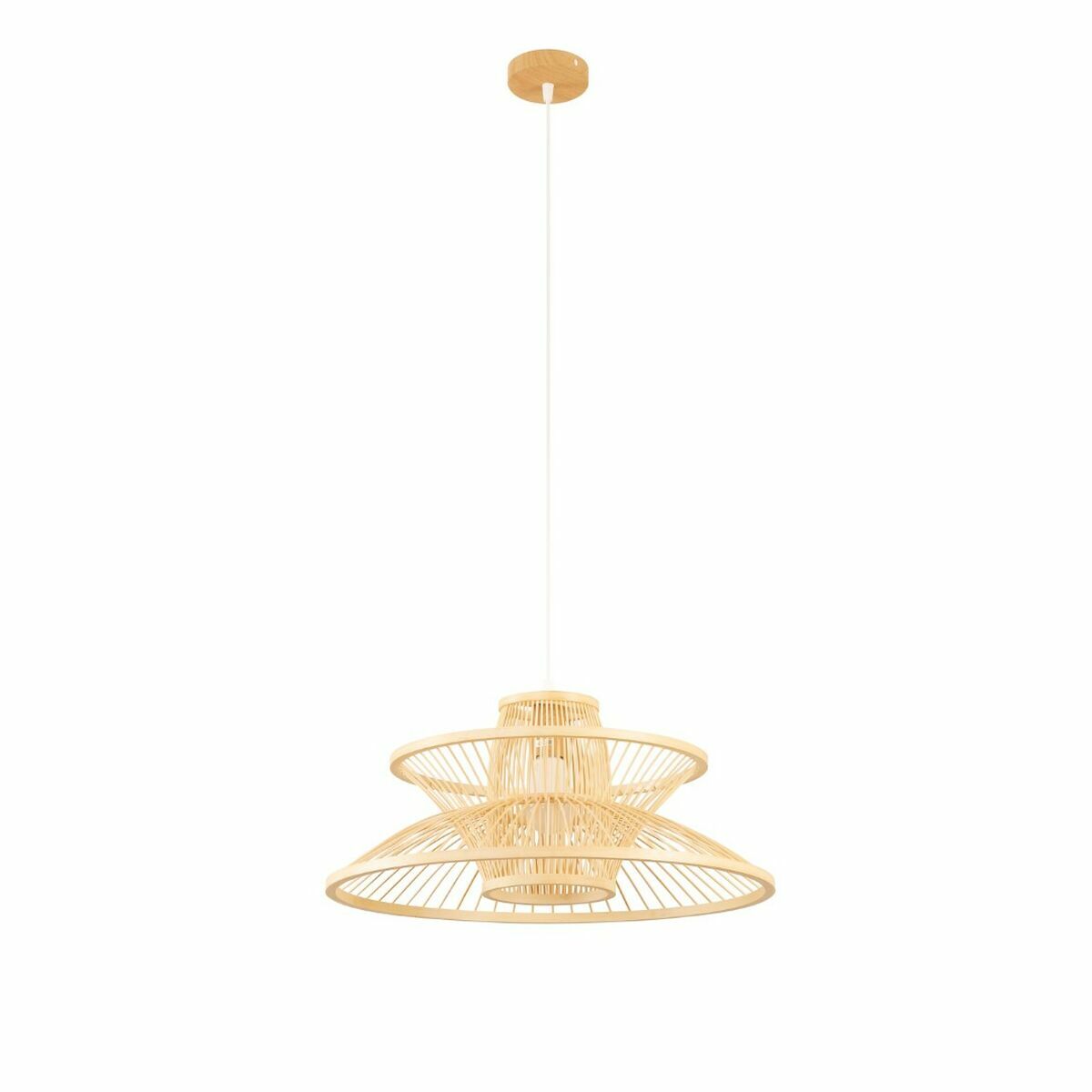 Lampadario DKD Home Decor 50 x 50 x 22 cm Marrone Chiaro Bambù 50 W