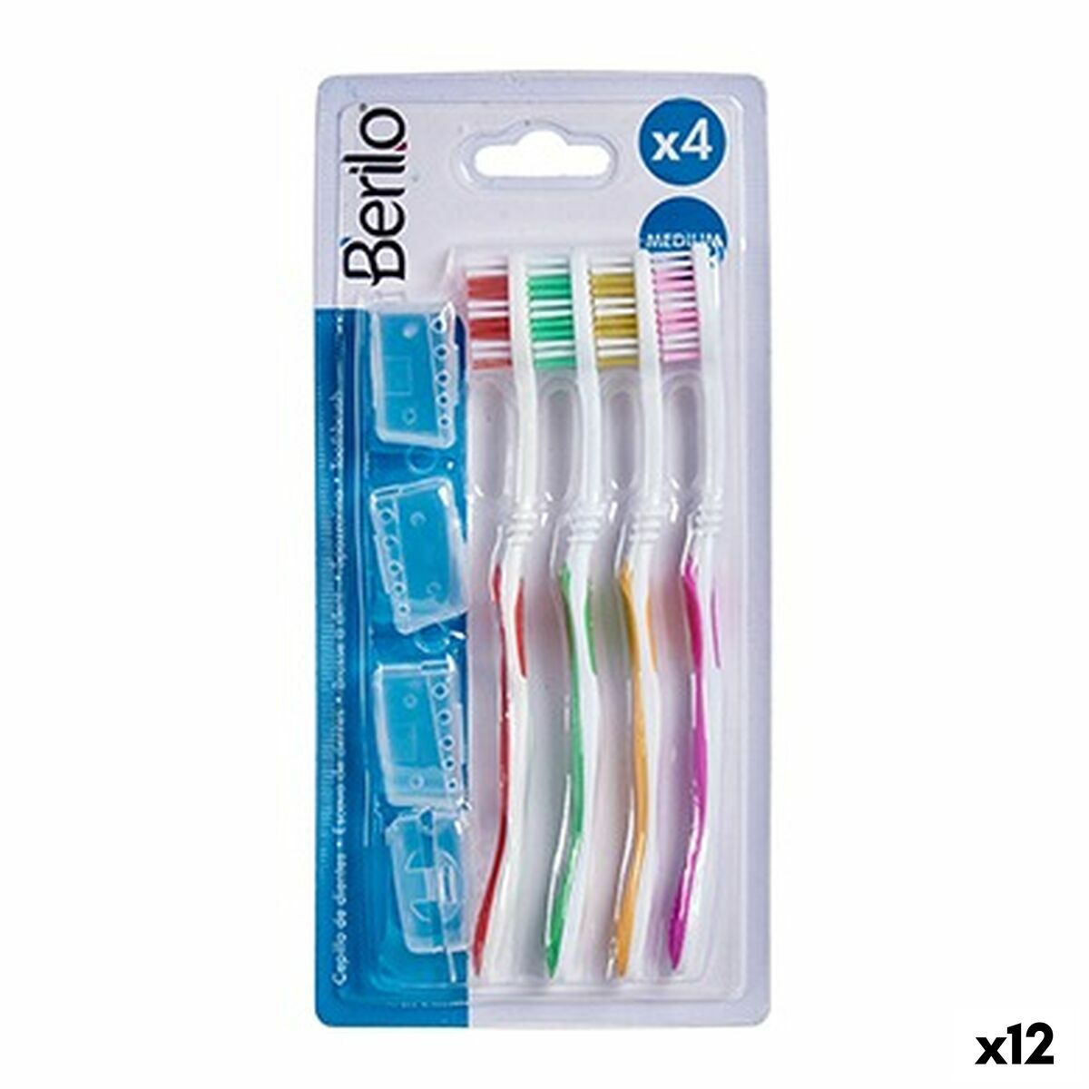 Spazzolino da Denti Berilo Giallo Azzurro Rosso Verde (12 Unità)