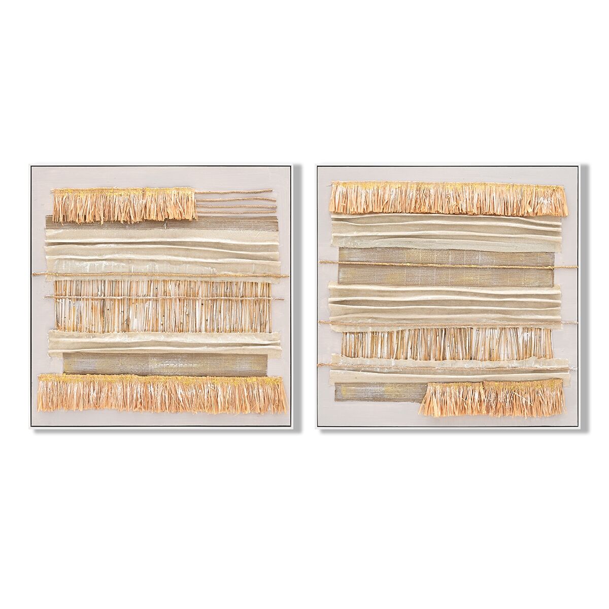 Tela Home ESPRIT Beige Naturale Boho 82 x 4,5 x 82 cm (2 Unità)