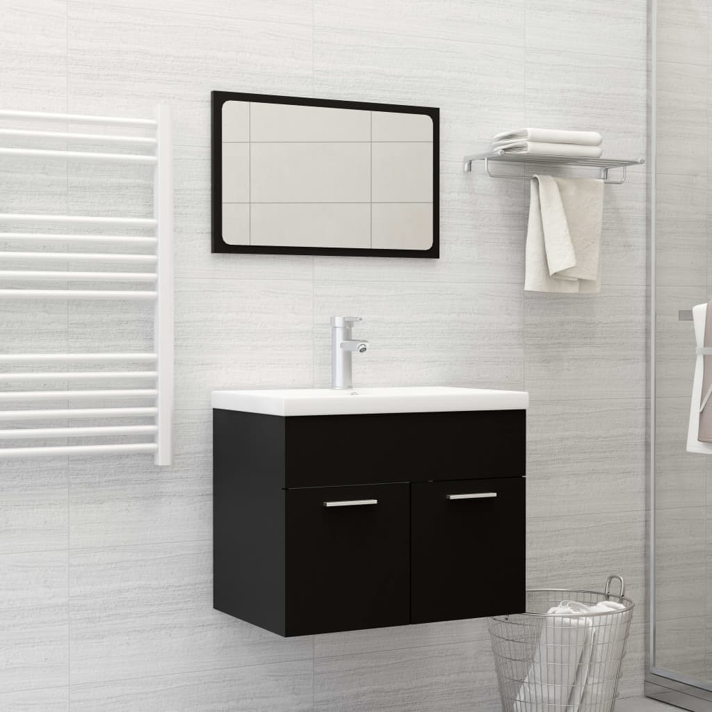 vidaXL Ensemble de meubles de salle de bain Noir Aggloméré