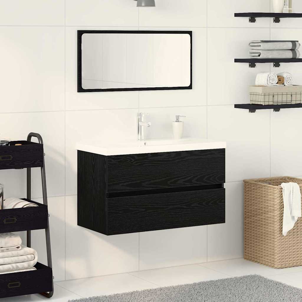 vidaXL Ensemble de mobilier de salle de bain 3 pcs Chêne noir