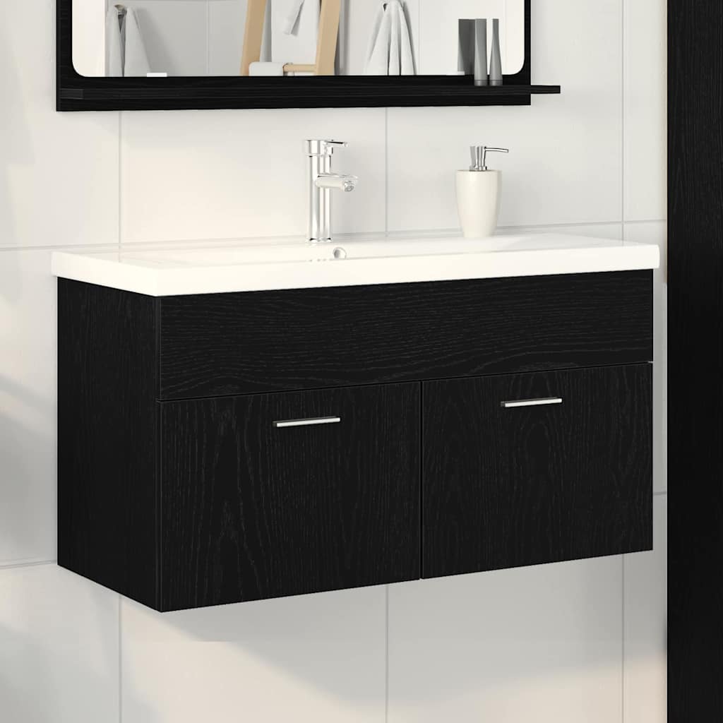 vidaXL Cabinet de salle de bain Chêne noir 90 x 38,5 x 46 cm