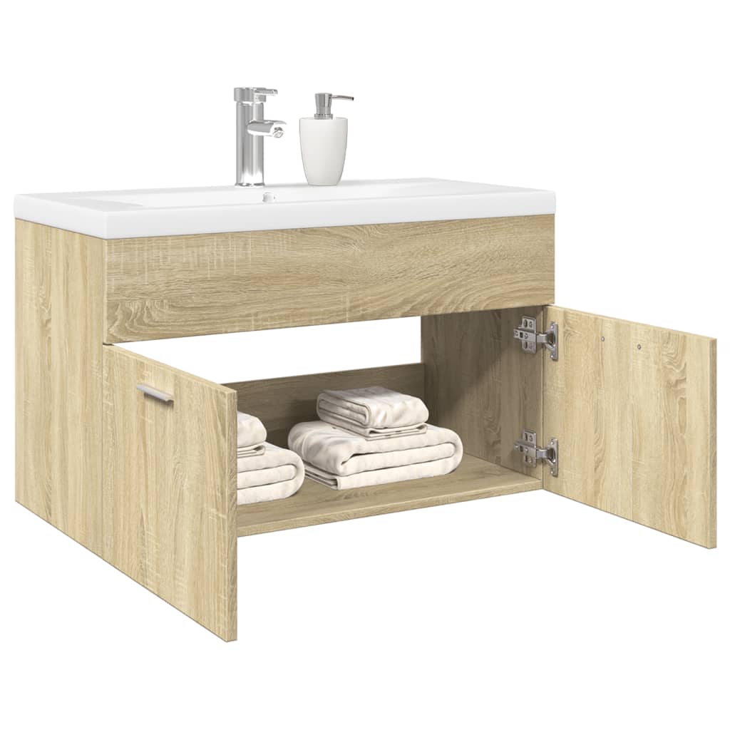 vidaXL Armoire lavabo de salle de bain et bassin intégré chêne sonoma