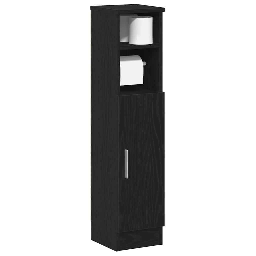 vidaXL Meuble de salle de bain avec porte-rouleau noir 20,5x22x90 cm