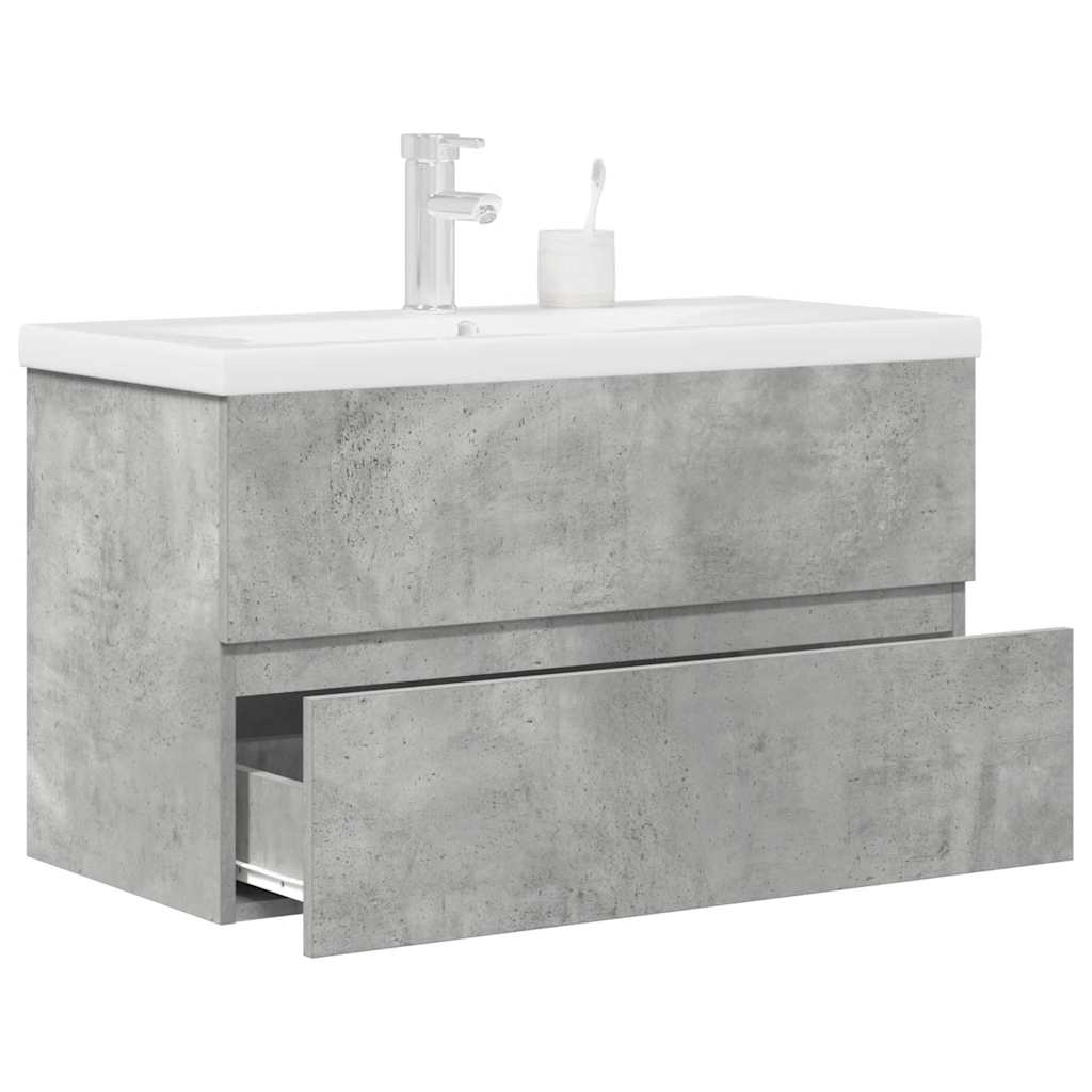 vidaXL Ensemble de meubles de salle de bain 2 pcs gris béton