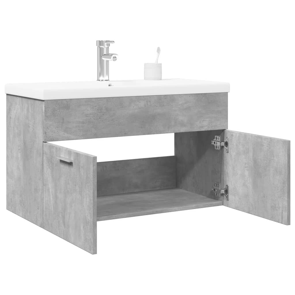 vidaXL Armoire lavabo de salle de bain avec bassin intégré gris béton