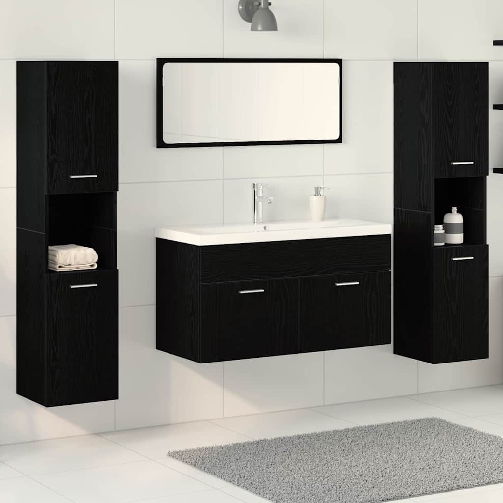 vidaXL Ensemble de mobilier de salle de bain 4 pcs Chêne noir