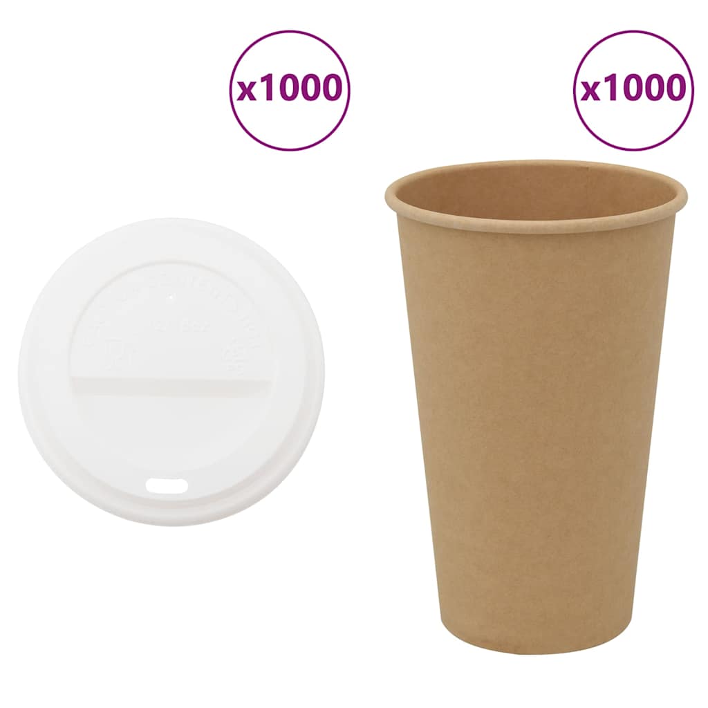 vidaXL Tasses à café en papier avec couvercles 1000 pcs 16oz 400ml