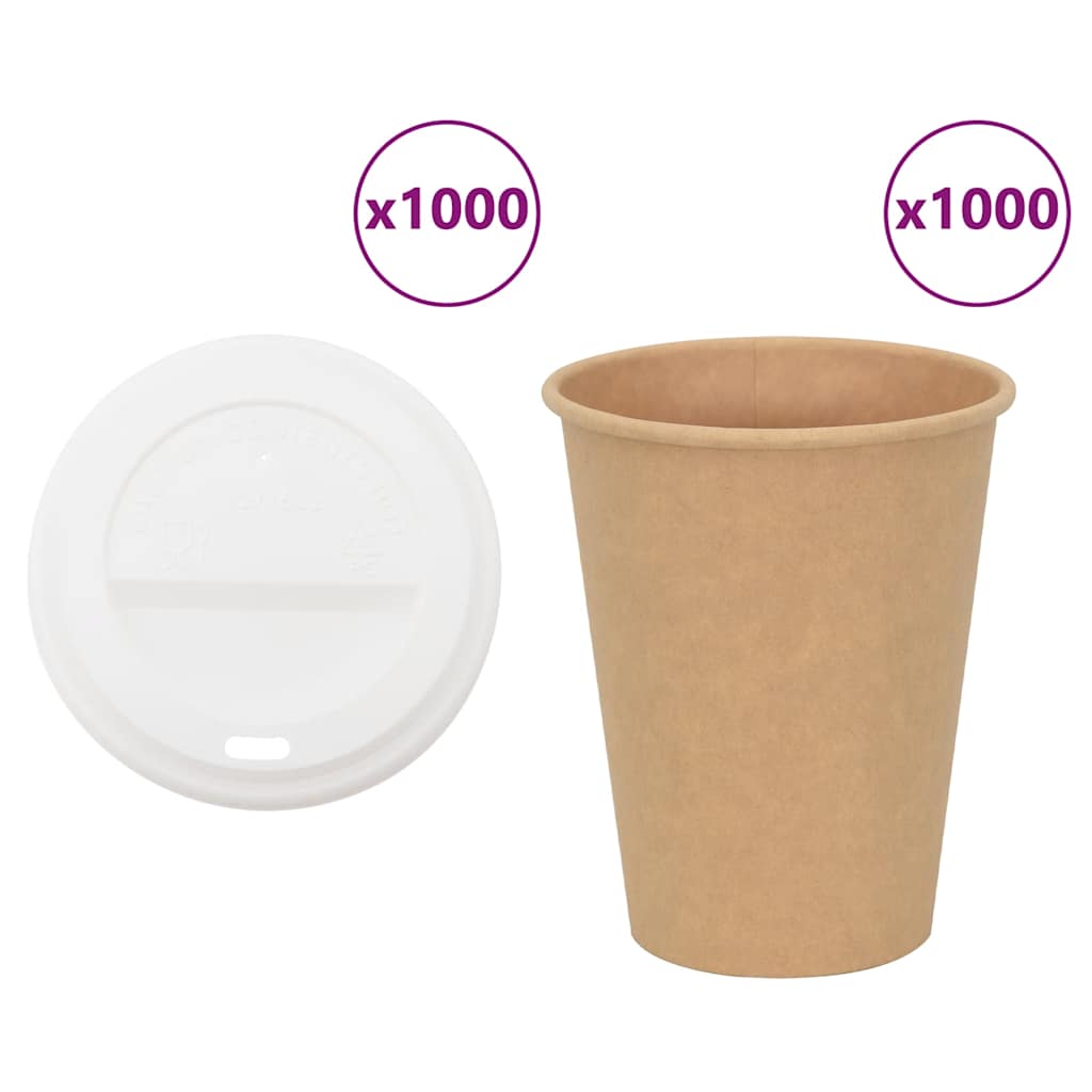 vidaXL Tasses à café en papier avec couvercles 1000 pcs 12oz 300ml