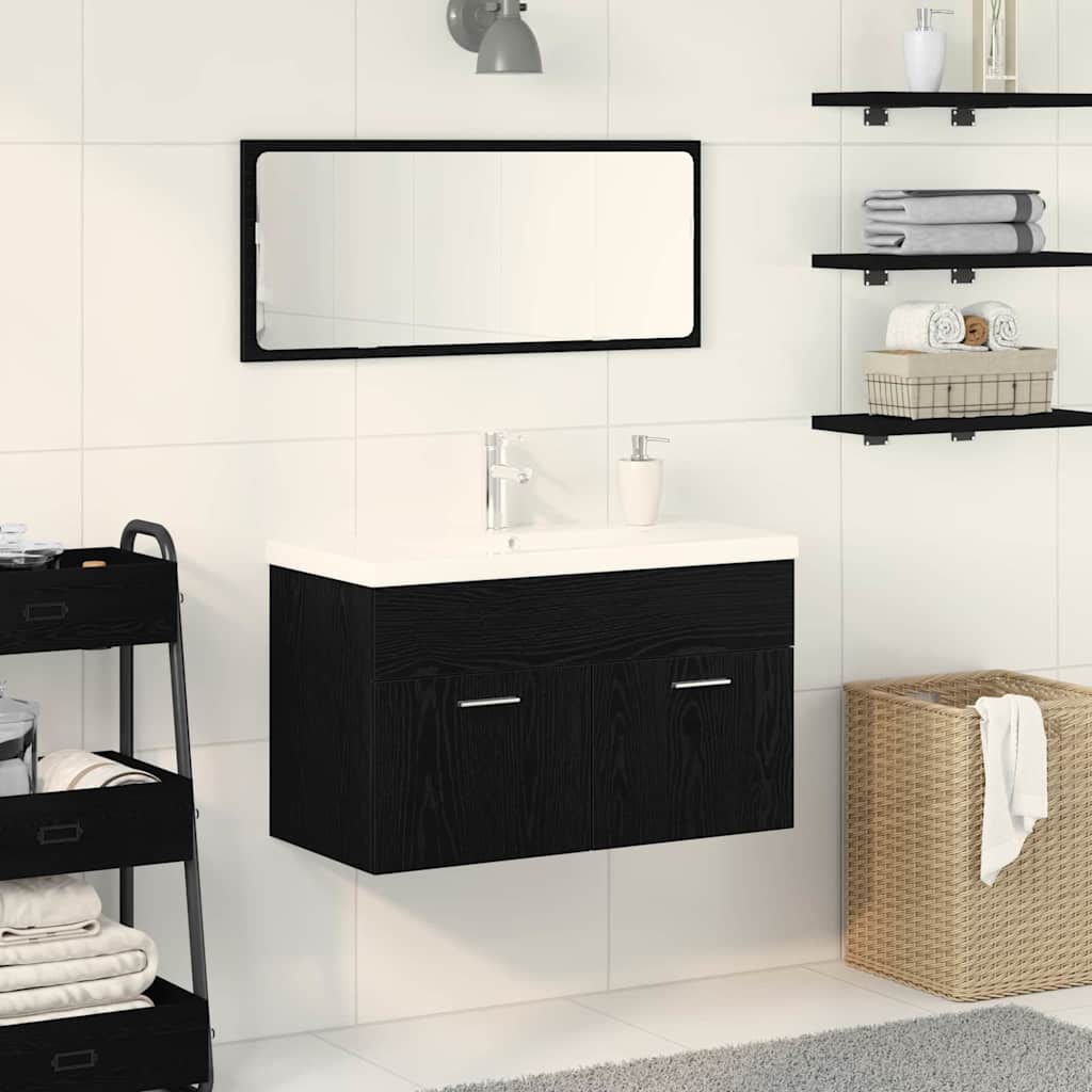 vidaXL Cabinet de salle de bain Chêne noir 80 x 38,5 x 46 cm