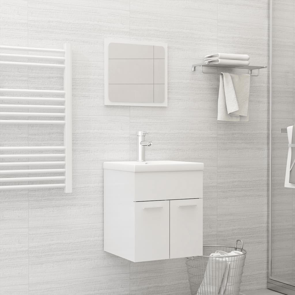 vidaXL Ensemble de meubles de salle de bain Blanc brillant Aggloméré