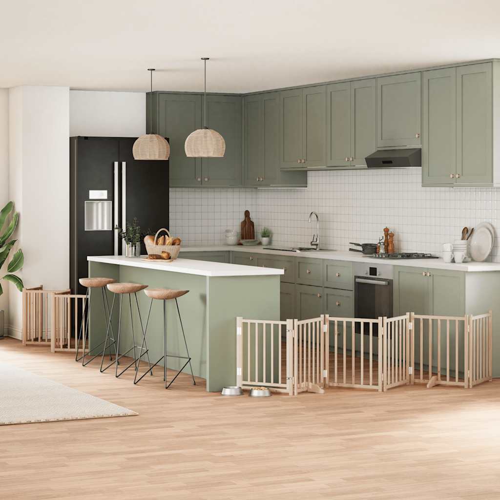 vidaXL Puerta para perros plegable 15 paneles madera de álamo 750 cm