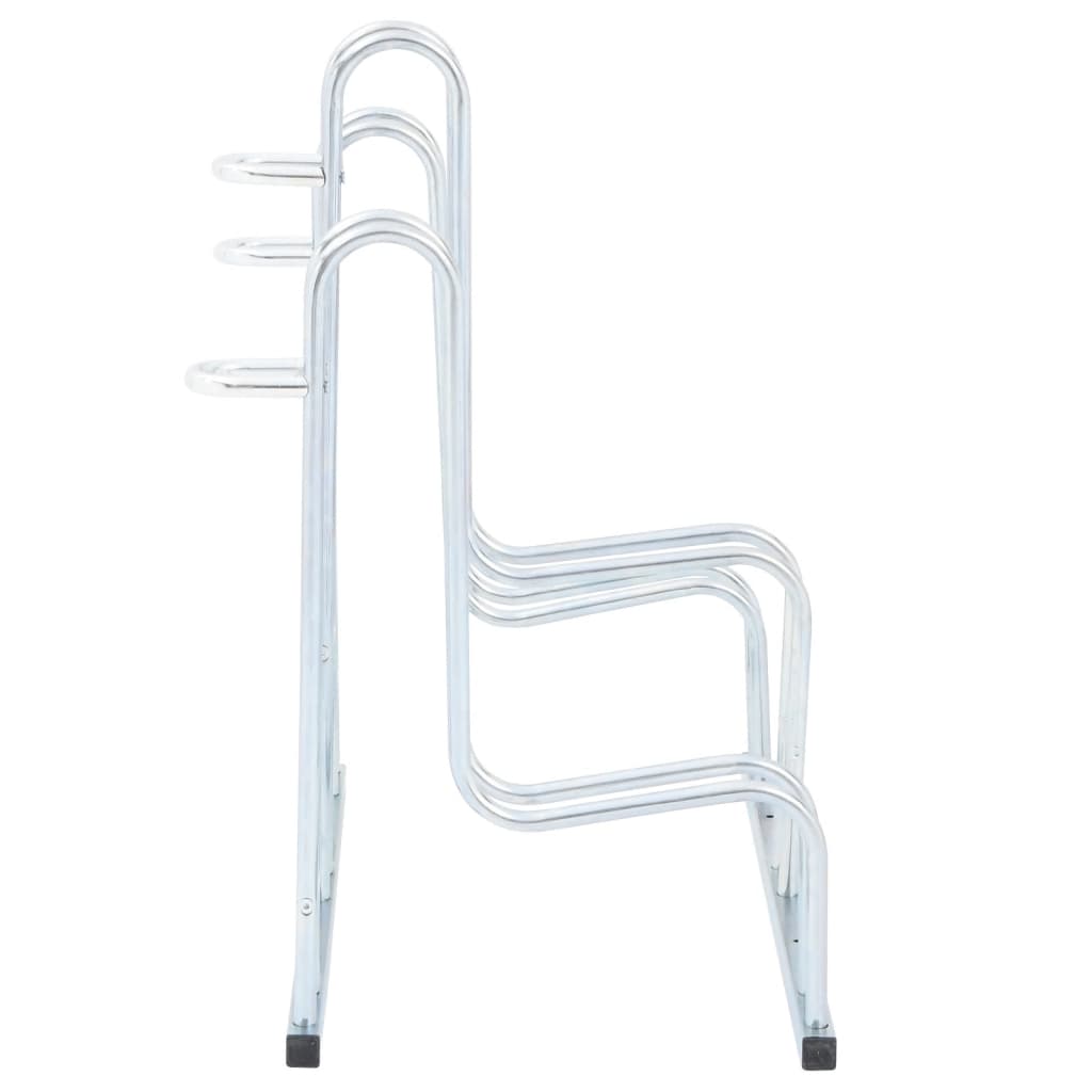 vidaXL Soporte para 3 bicicletas suelo independiente acero galvanizado - Image 4
