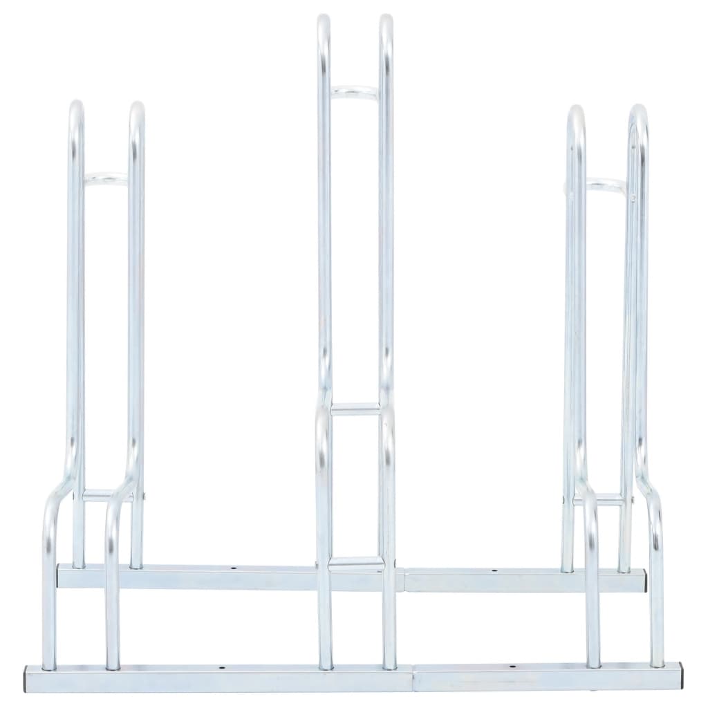 vidaXL Soporte para 3 bicicletas suelo independiente acero galvanizado - Image 3