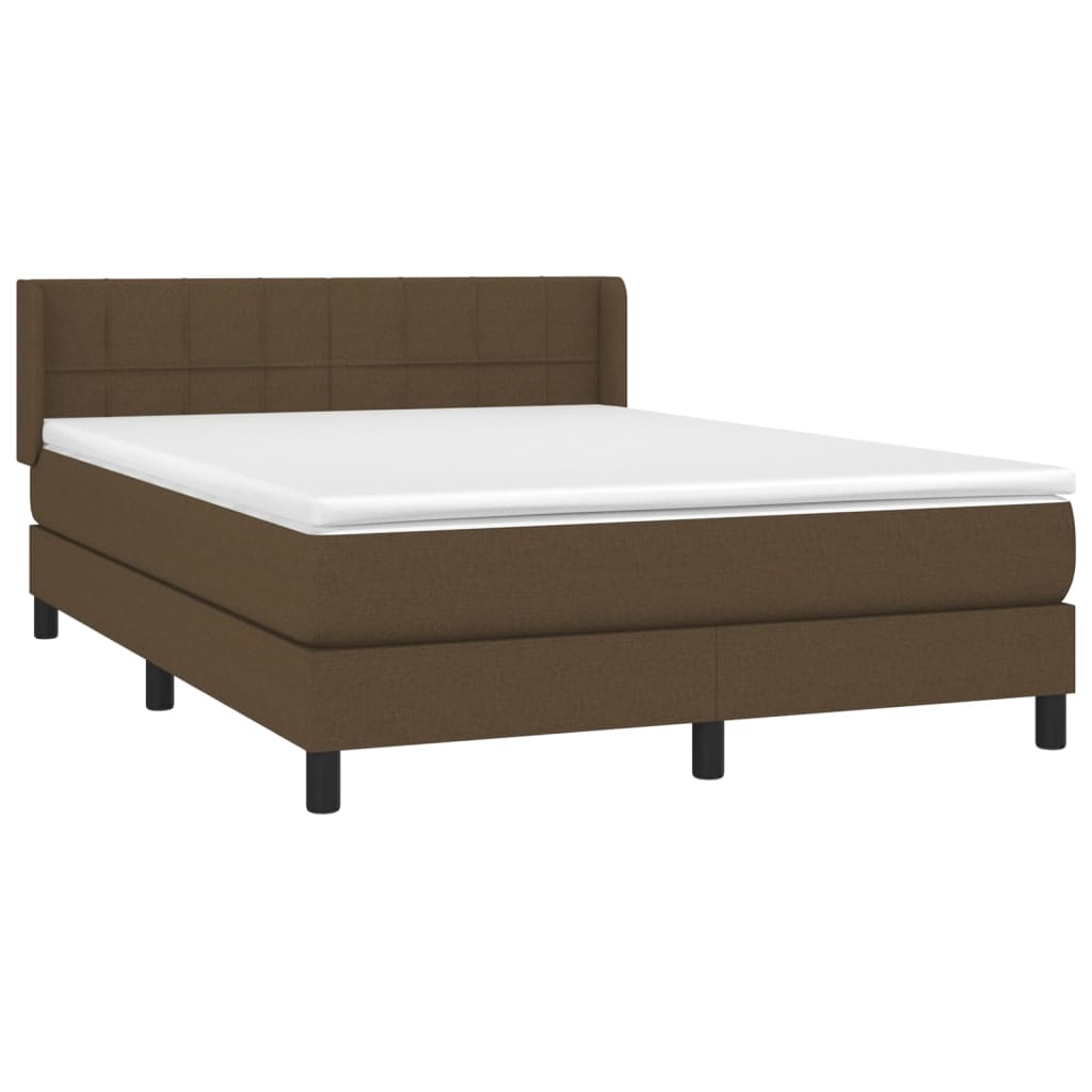 vidaXL Boxspringbett mit Matratze Dunkelbraun 140x200 cm Stoff - Image 3