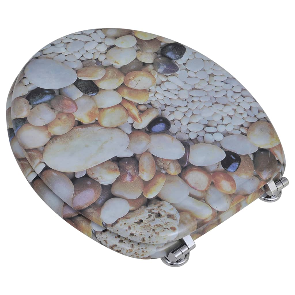 vidaXL Toilettensitze mit Deckel 2 Stk. MDF Kieselsteine - Image 4