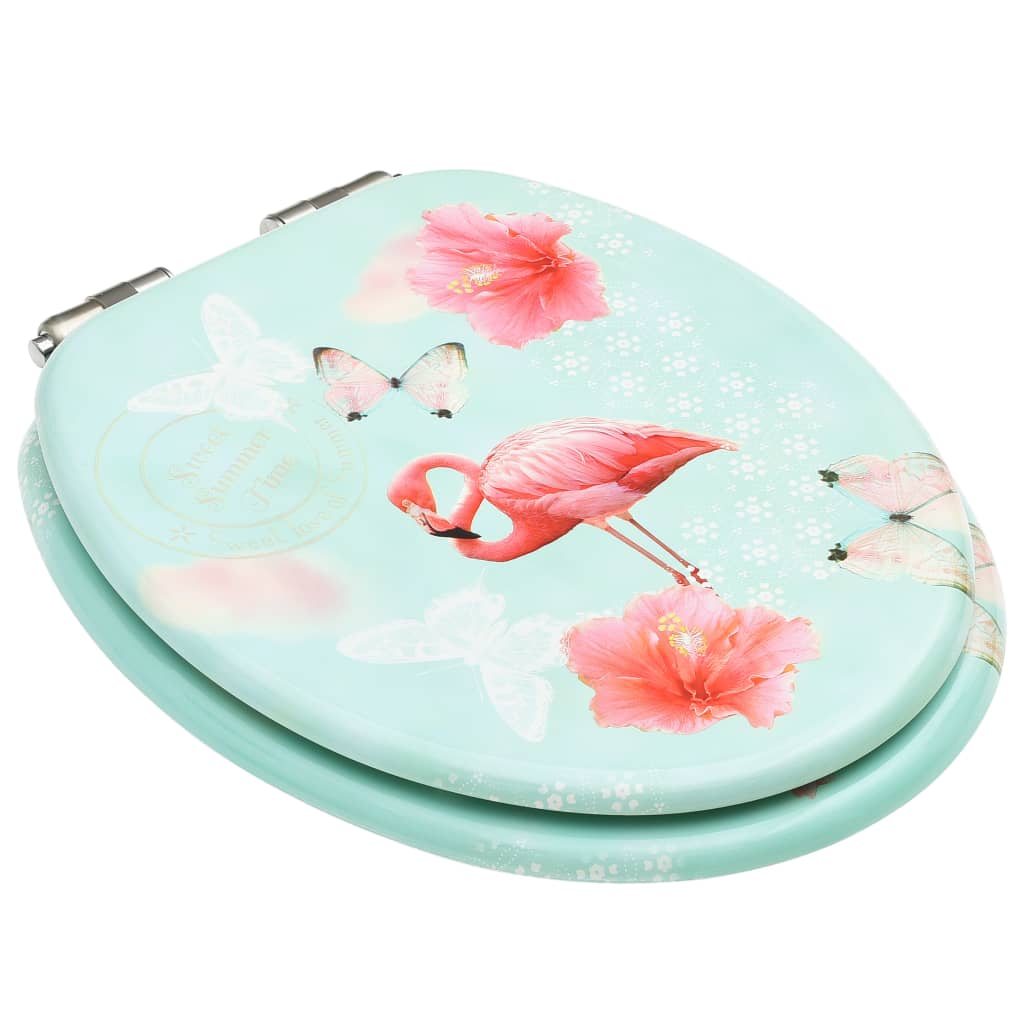 vidaXL Toilettensitze Soft-Close-Deckel 2 Stk. MDF Flamingo-Design - Image 3