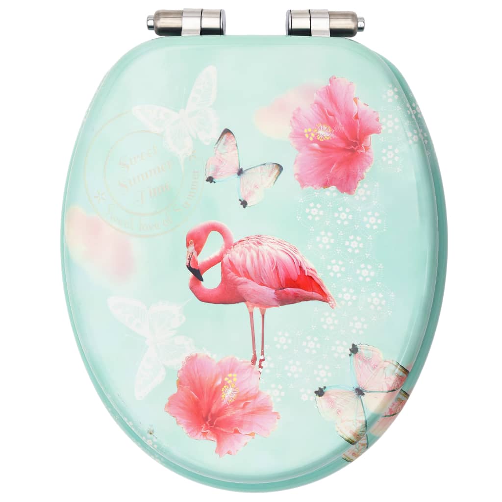 vidaXL Toilettensitze Soft-Close-Deckel 2 Stk. MDF Flamingo-Design - Image 5