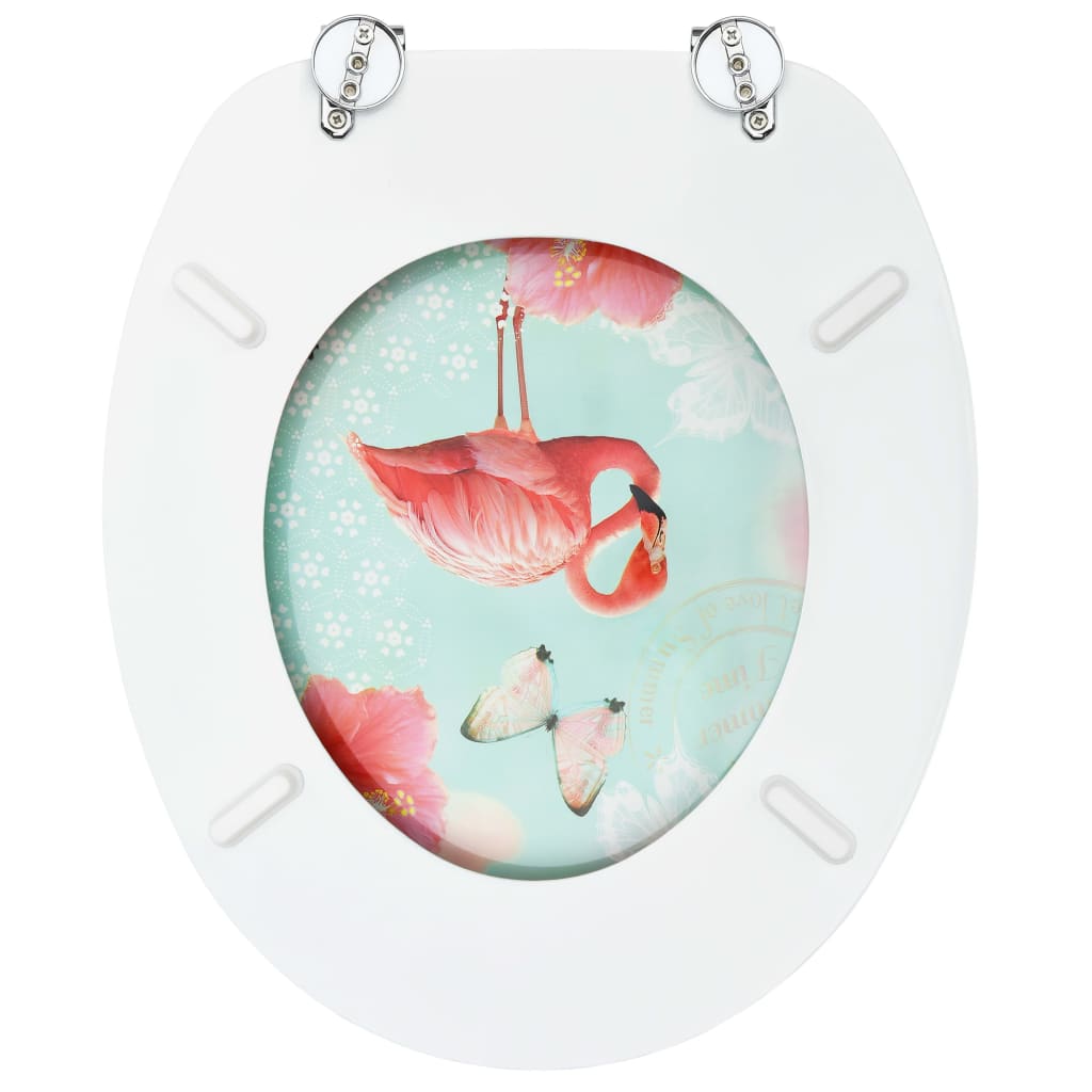 vidaXL Toilettensitze mit Deckel 2 Stk. MDF Flamingo-Design - Image 6