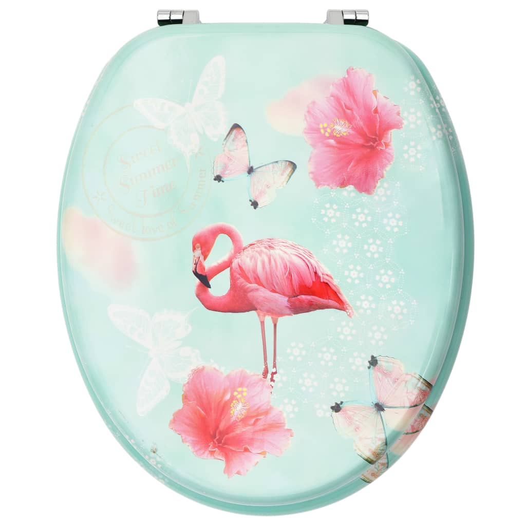 vidaXL Toilettensitze mit Deckel 2 Stk. MDF Flamingo-Design - Image 5