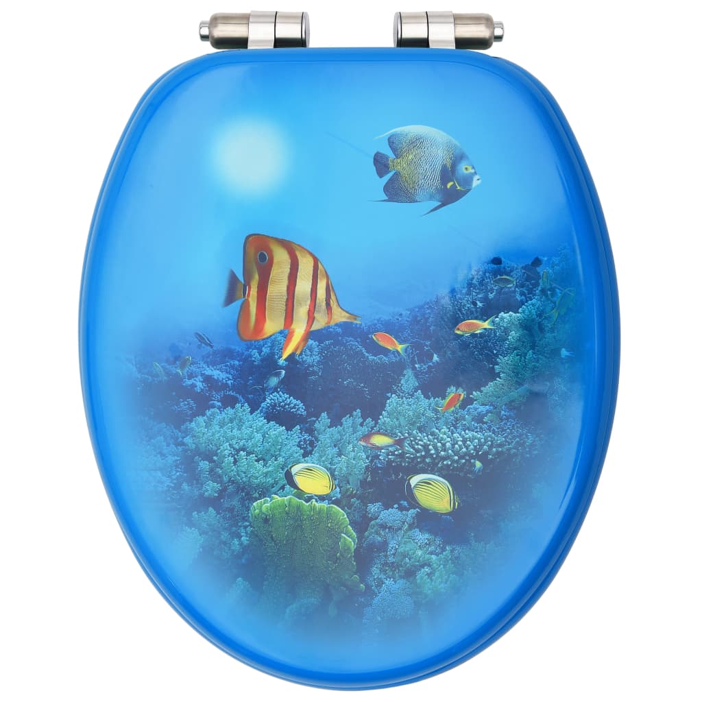 vidaXL Toilettensitze mit Soft-Close-Deckel 2 Stk. MDF Tiefsee-Design - Image 5