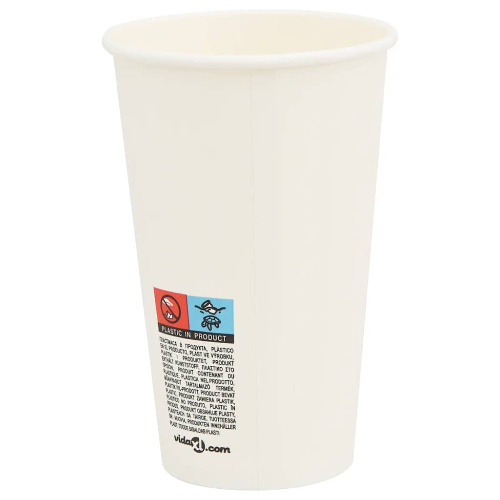 vidaXL Pappbecher 1000 Stk. 16oz 400ml Weiß - Image 4
