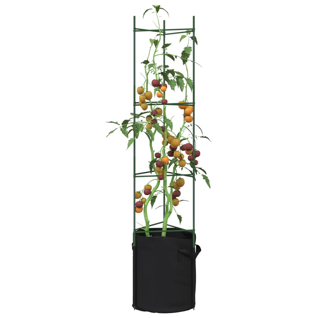 vidaXL Tomatenkäfige mit Pflanzsäcken 4 Stk. 154 cm Stahl und PP