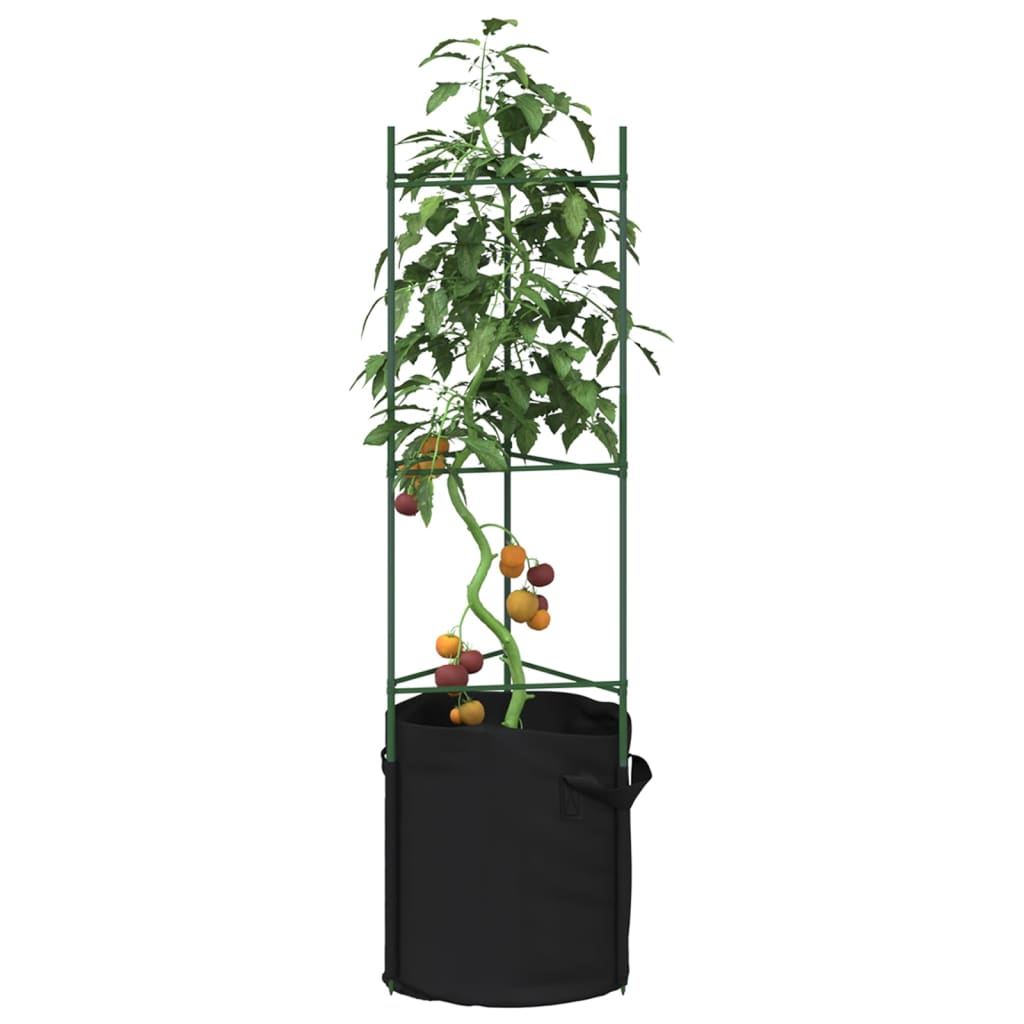 vidaXL Tomatenkäfige mit Pflanzsäcken 6 Stk. 116 cm Stahl und PP