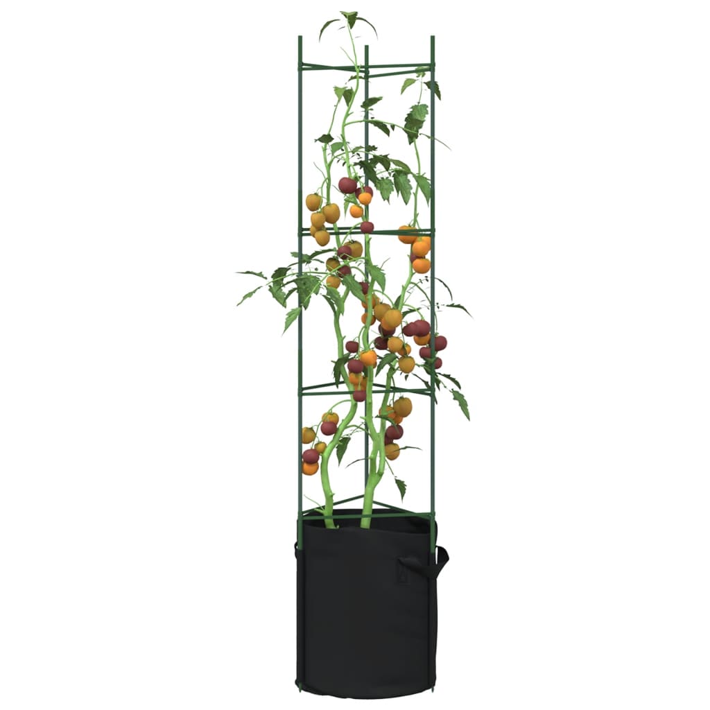 vidaXL Tomatenkäfige mit Pflanzsäcken 8 Stk. 154 cm Stahl und PP