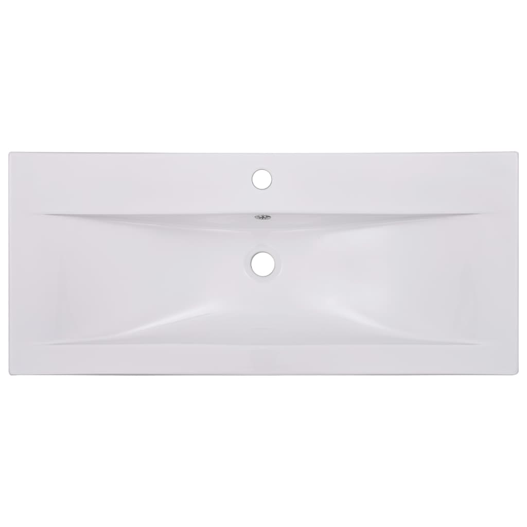 vidaXL Einbauwaschbecken 91x39,5x18,5 cm Keramik Weiß - Image 4