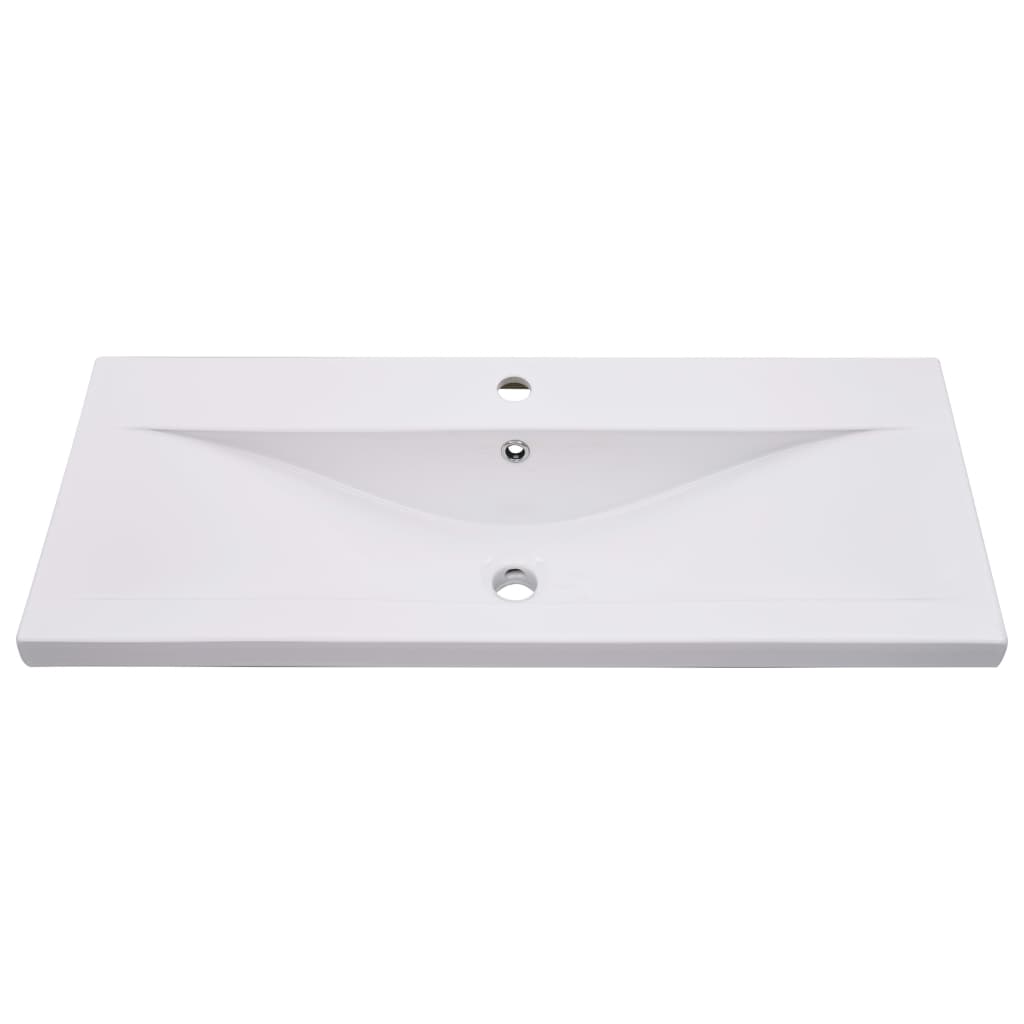 vidaXL Einbauwaschbecken 91x39,5x18,5 cm Keramik Weiß - Image 3