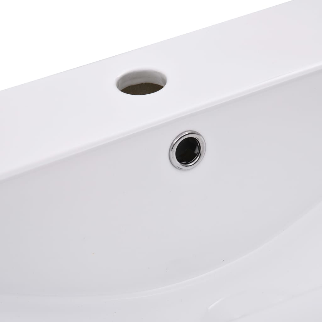 vidaXL Einbauwaschbecken 91x39,5x18,5 cm Keramik Weiß - Image 6