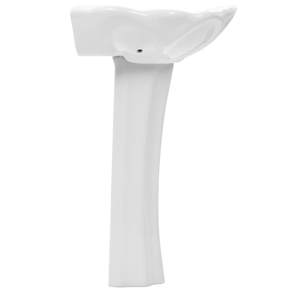 vidaXL Freistehendes Waschbecken mit Säule Keramik Weiß 580x510x200 mm - Image 3