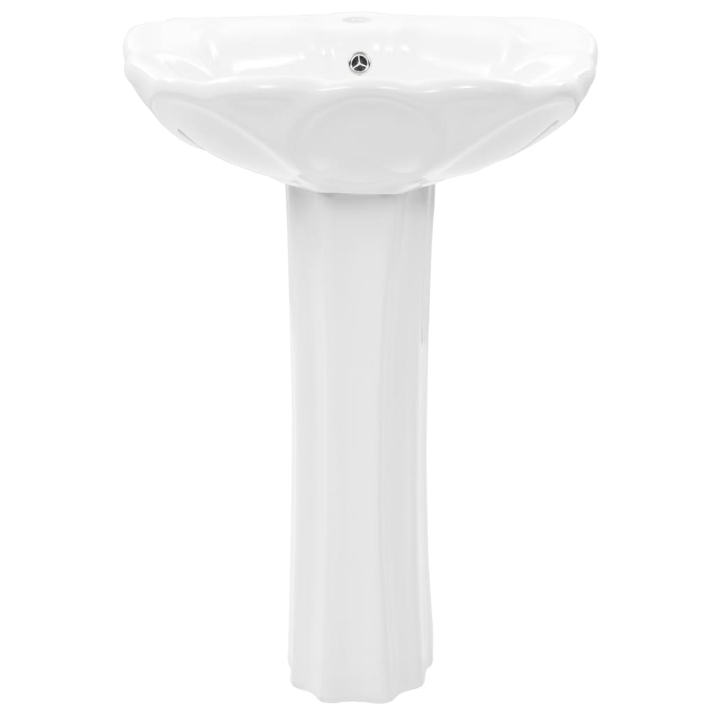 vidaXL Freistehendes Waschbecken mit Säule Keramik Weiß 580x510x200 mm - Image 4