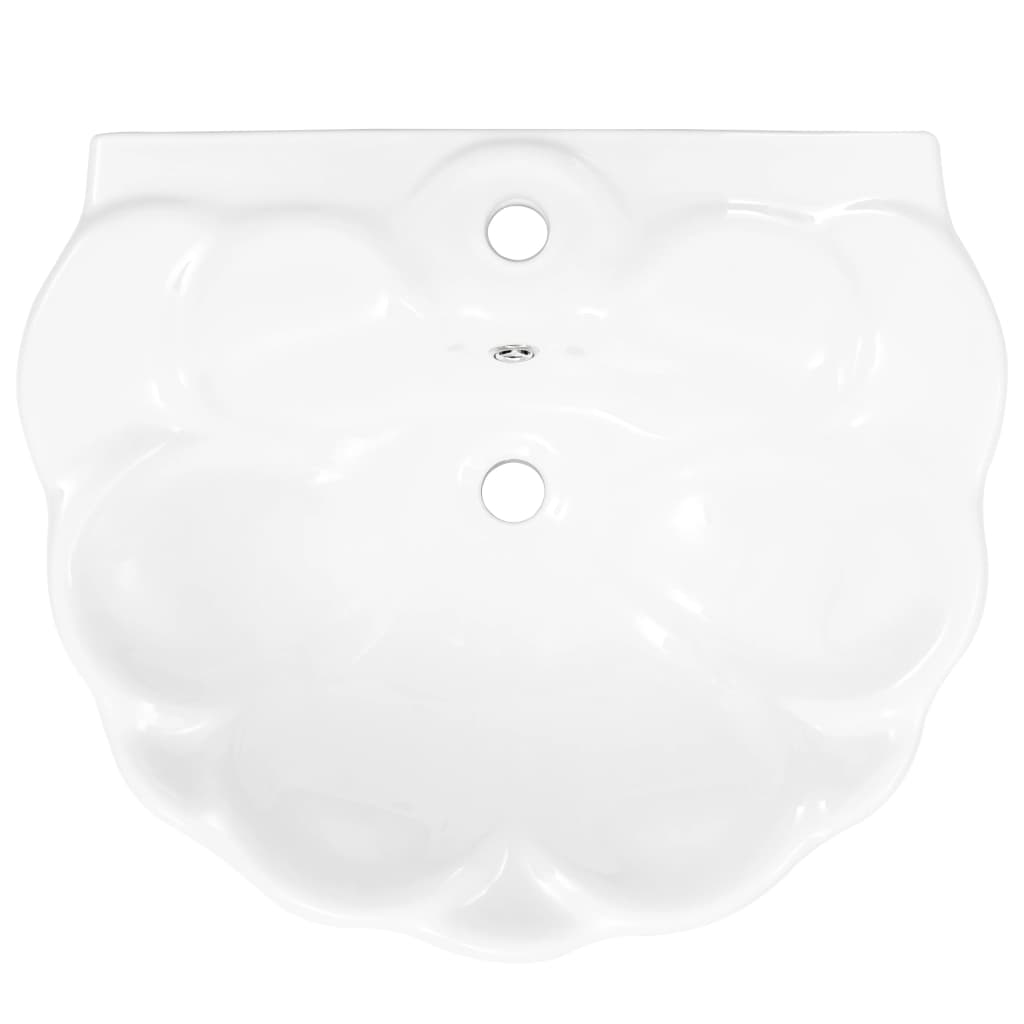 vidaXL Freistehendes Waschbecken mit Säule Keramik Weiß 580x510x200 mm - Image 6