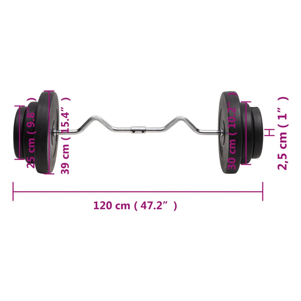 vidaXL Curlstange mit Gewichten 60 kg - Image 6