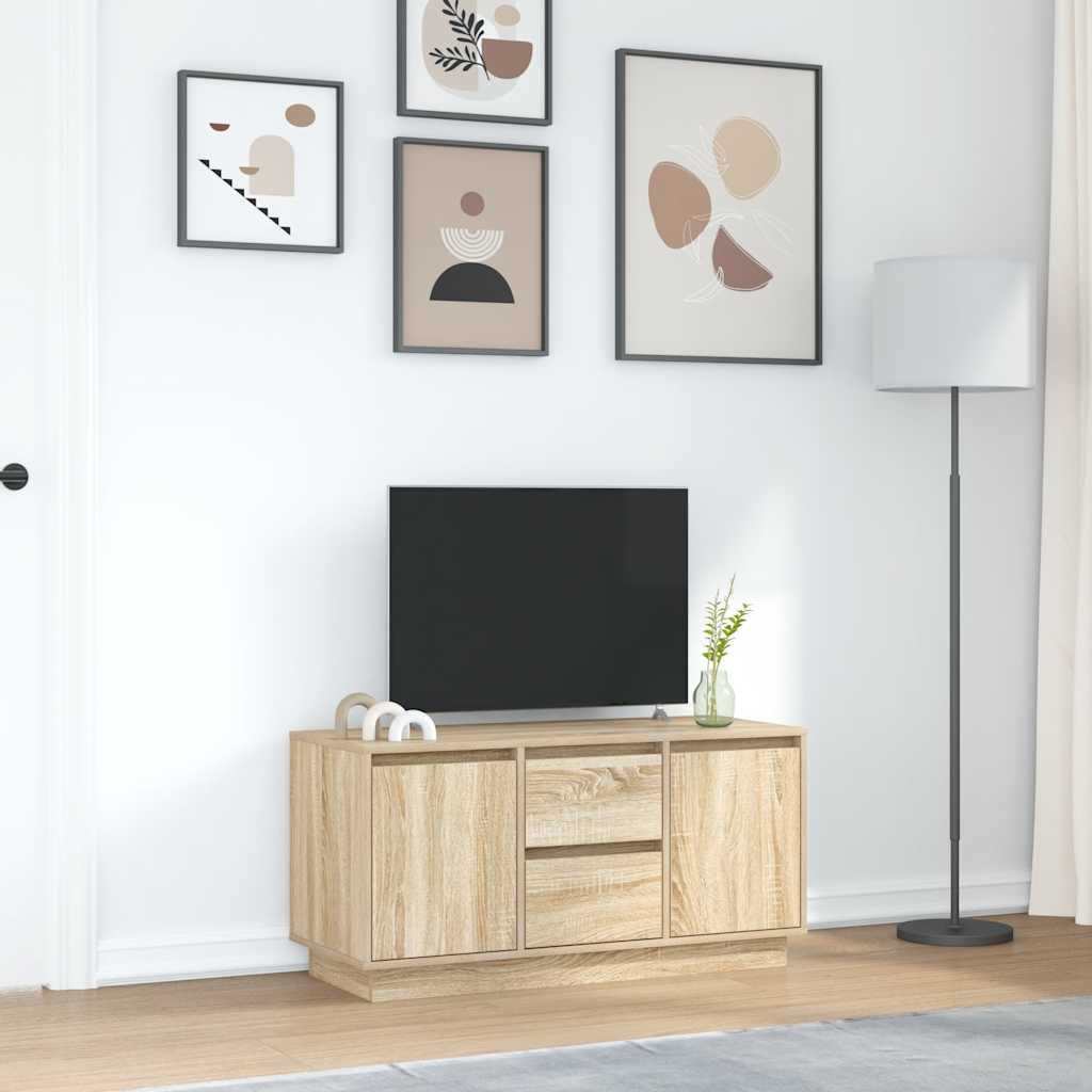 vidaXL Mueble de TV con luces LED roble Sonoma 100x41x50 cm - Image 4