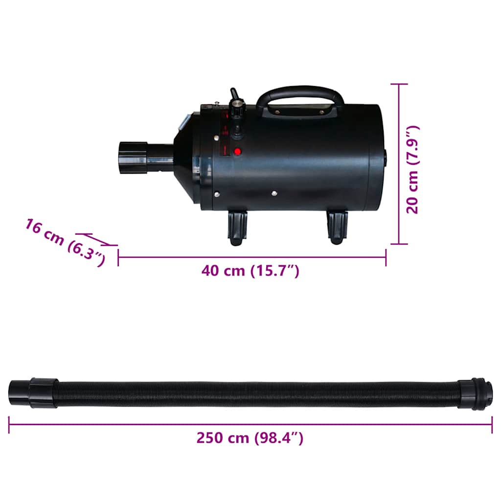 vidaXL Hundetrockner mit 3 Düsen Schwarz 2400 W - Image 6