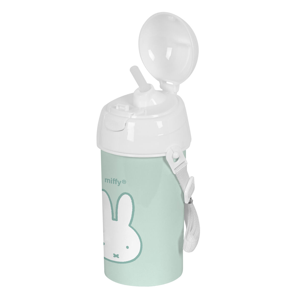 Bottiglia con Tappo e Cannuccia Miffy Menta Menta PVC 500 ml