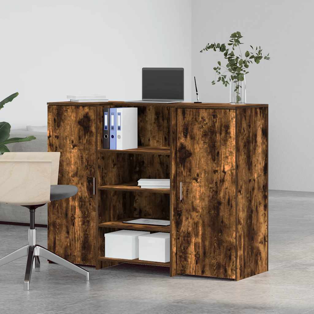 vidaXL Empfangstheke Räuchereiche 135x50x103,5 cm Holzwerkstoff - Image 3